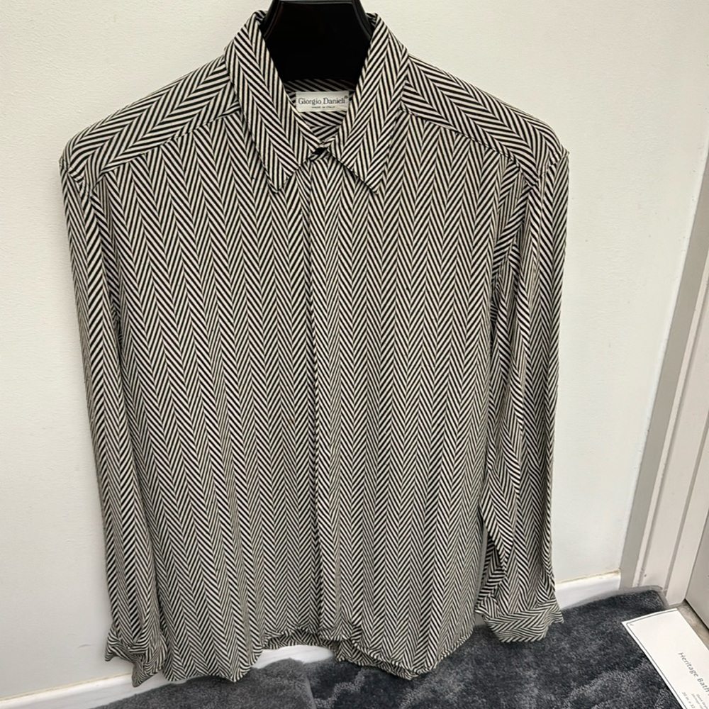 Rare  designer vintage 80s Giorgio Danieli M heringbone print